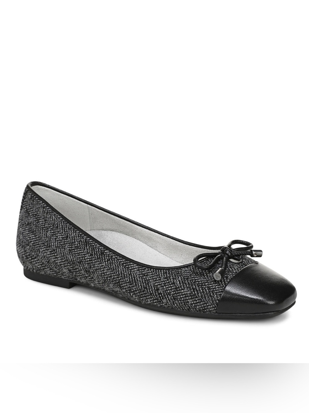 VIONIC Klara Tweed Ballet Flat Slate Grey Square Toe 8M